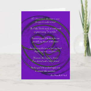 Invitación Doble Corazón Serás Mi Novia En Púrpura