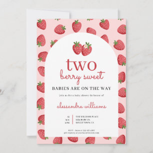 Invitación Doble Cumpleaños de Fresa y Bayas Dulces para Bebé