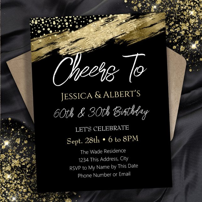 Invitación Doble Cumpleaños de Oro y Alegría Negra a (Subido por el creador)