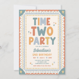Invitación Doble Cumpleaños Fiesta Caprichosa Niño Segundo Cu