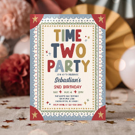Invitación Doble Cumpleaños Fiesta Caprichosa Niño Segundo Cu
