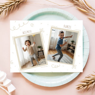 Invitación Doble Cumpleaños Foto de Hermanos Varones Gemelos