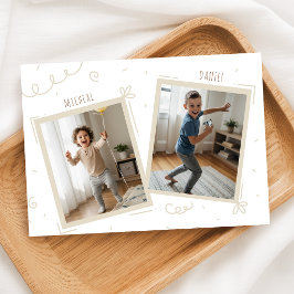 Invitación Doble Cumpleaños Niños Diversión Foto Fiesta de Cu