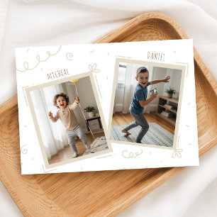 Invitación Doble Cumpleaños Niños Diversión Foto Fiesta de Cu