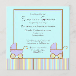 Invitación doble de Baby Shower del muchacho del