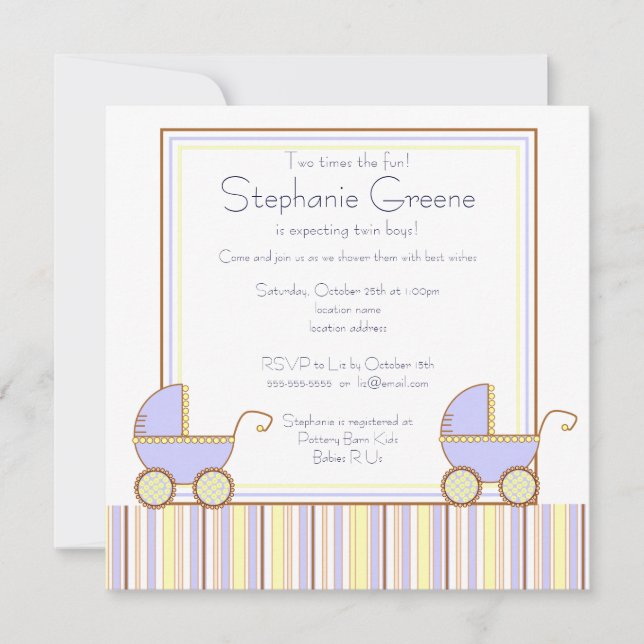 Invitación doble de Baby Shower del muchacho del (Anverso)