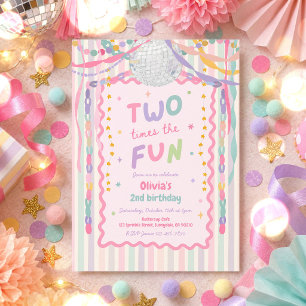 Invitación Doble Diversión Cumpleaños Caprichoso de 2 Años de