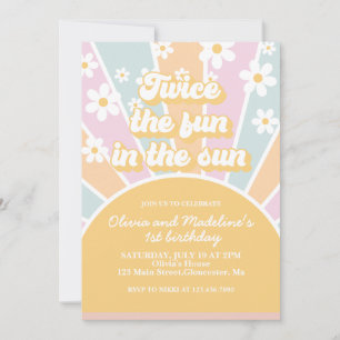 Invitación Doble diversión en el sol cumpleaños boho pastel