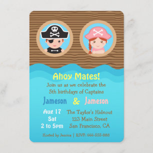 Invitación Doble diversión, Fiesta de cumpleaños con tema de 