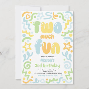Invitación Doble Diversión Globo de Confeti Cumpleaños 2 Años