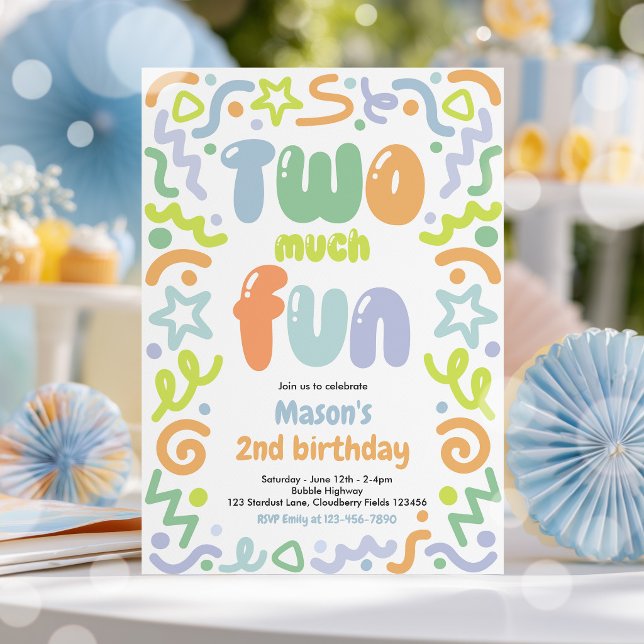Invitación Doble Diversión Globo de Confeti Cumpleaños 2do Cu (Subido por el creador)