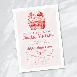 Invitación Doble el Baby Shower de la torta rosa del amor