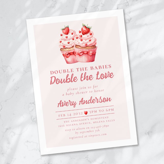 Invitación Doble el Baby Shower de la torta rosa del amor (Subido por el creador)