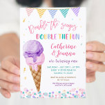 Invitación Doble el color de la crema de hielo de cumpleaños<br><div class="desc">Doble el color de la crema de hielo de cumpleaños gemela Scoops</div>