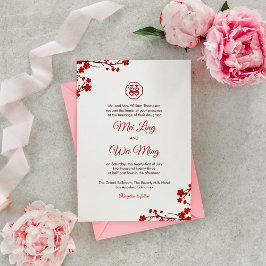 Invitación Doble felicidad Boda elegante chino