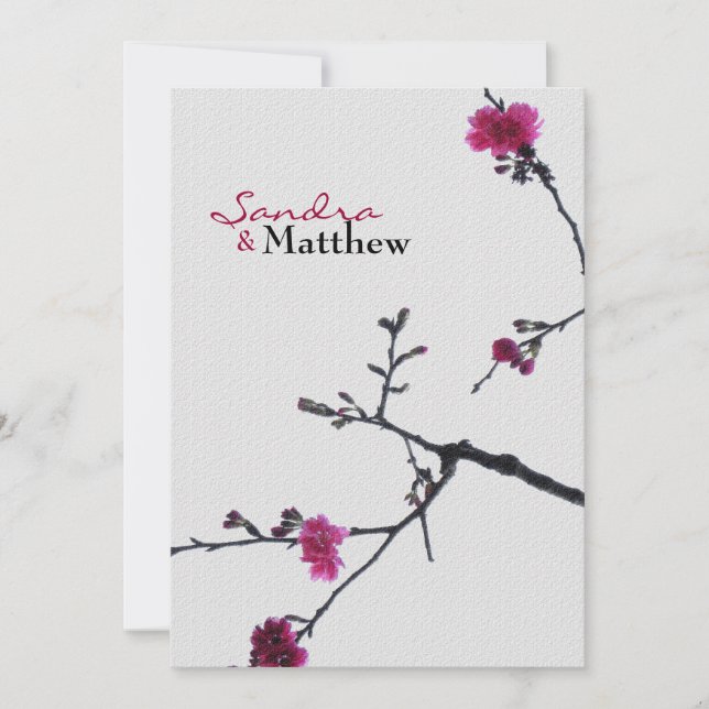 Invitación Doble Felicidad de Bienvenida de Primavera/Boda Ch (Anverso)