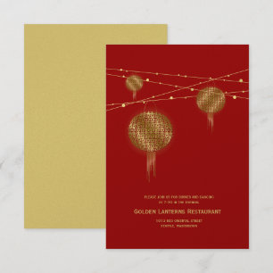 Invitación Doble felicidad Linternas de oro Boda chino