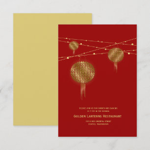Invitación Doble Felicidad Linternas Doradas Boda China