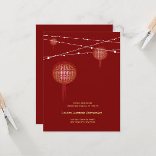 Invitación Doble Felicidad Luces de Linterna Chinas Boda