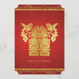 Invitación Doble felicidad matrimonio con tema chino invita