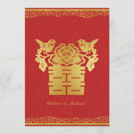 Invitación Doble felicidad matrimonio con tema chino invita