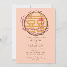 Invitación Doble felicidad Sakura Boda chino
