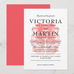 Invitación Doble felicidad y Boda chino mandarín