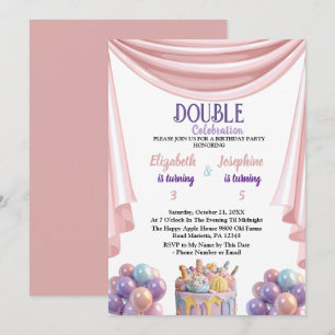 Invitación Doble fiesta conjunta de cumpleaños para los niños
