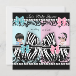 Invitación Doble fiesta de bebé niña linda rosa niño azul ceb