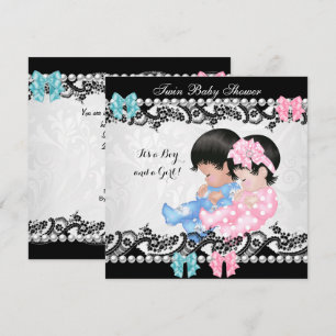 Invitación Doble Fiesta de Bebé Niña Rosa Niño Azul