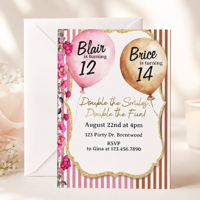 Invitación Doble Fiesta de Cumpleaños | Cumpleaños Conjunto d (Subido por el creador)