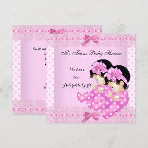 Invitación Doble Fiesta de Cumpleaños de Bebé Niñas Puntos Ro