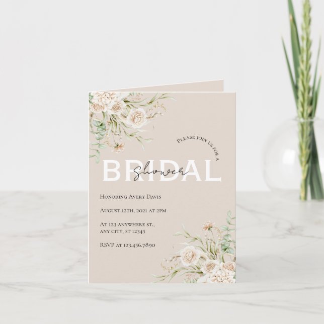 Invitación Doble Floral Elegante para Despedida de (Anverso)