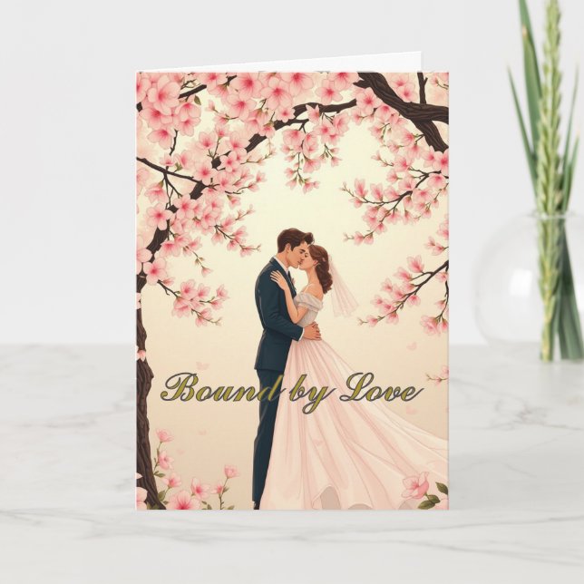 Invitación Doble Floral Romántica de Flor de Cerez (Anverso)