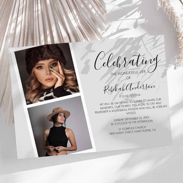 Invitación Doble franja fotográfica | Memorial funerario (Subido por el creador)