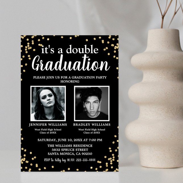 Invitación Doble graduación Dos Foto Graduados (Subido por el creador)