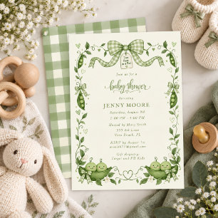 Invitación Doble Guisante en una Vaina Gemelos Baby Shower