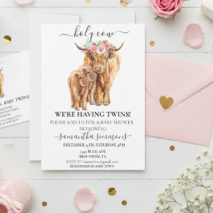 Invitación Doble Holy Cow Highland Calf Baby Shower 
