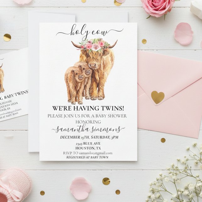 Invitación Doble Holy Cow Highland Calf Baby Shower  (Subido por el creador)