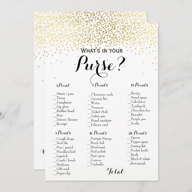 Invitación Doble lado confeti dorado Juegos de Baby Shower Nu (Anverso / Reverso)