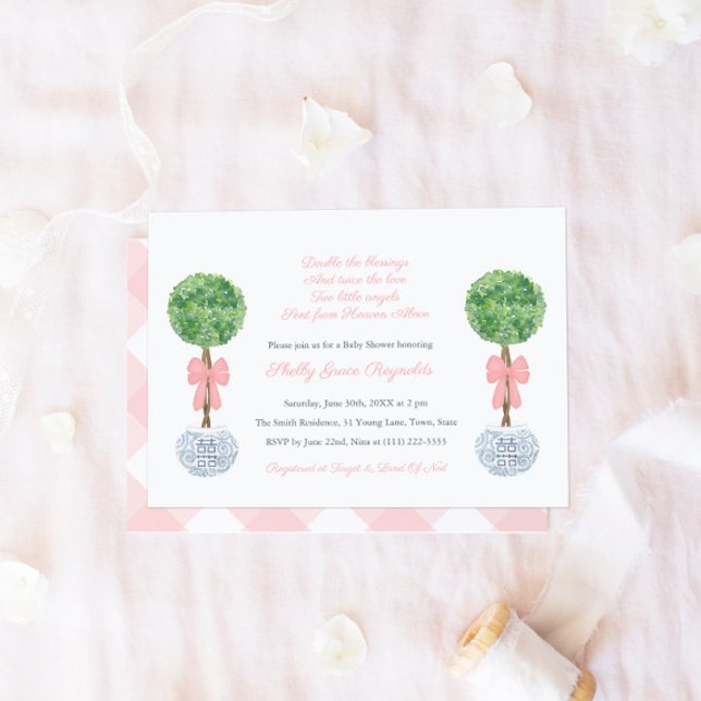 Invitación Doble Las Benditas Chicas Gemelos Baby Shower Clás (Subido por el creador)