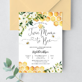 Invitación Doble Mamá a Abeja Fiesta de Bebé sin Género