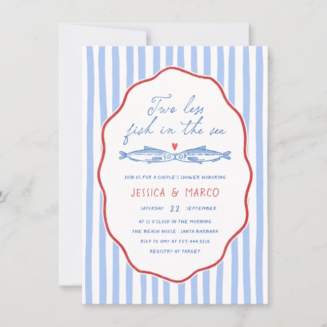 Invitación Doble Menos Peces En El Mar Despedida de Soltera (Anverso)