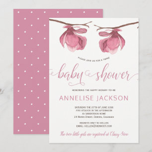 Invitación Doble niña rosa floral blanco baby shower
