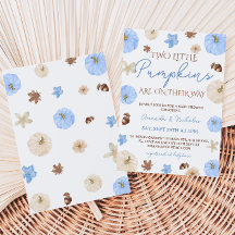 Doble Niño Calabaza Azul Otoño Baby Shower