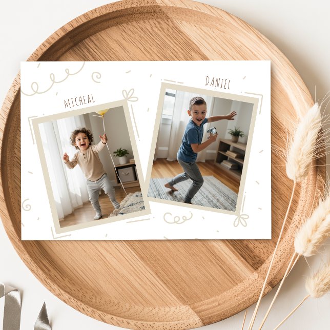 Invitación Doble Niños Hermanos Foto Común Cumpleaños (Subido por el creador)