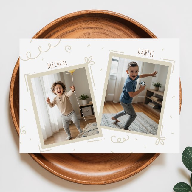 Invitación Doble Niños Hermanos Foto Común Cumpleaños (Subido por el creador)