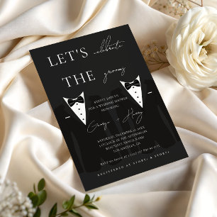 Invitación Doble novio LGBTQ Esmoquin Estiloso Regalo de Boda