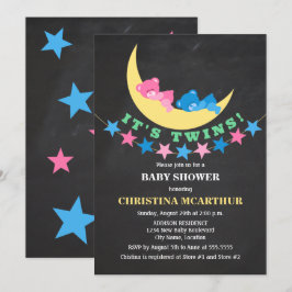 Invitación Doble Oso de Peluche Niño y Niña Baby Shower