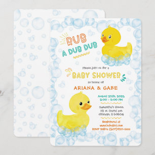 Invitación Doble pato de goma para baby shower